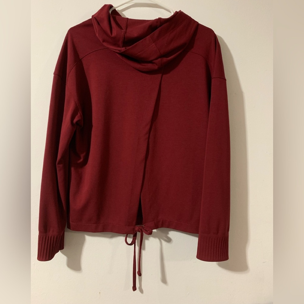 Red hoodie with open back